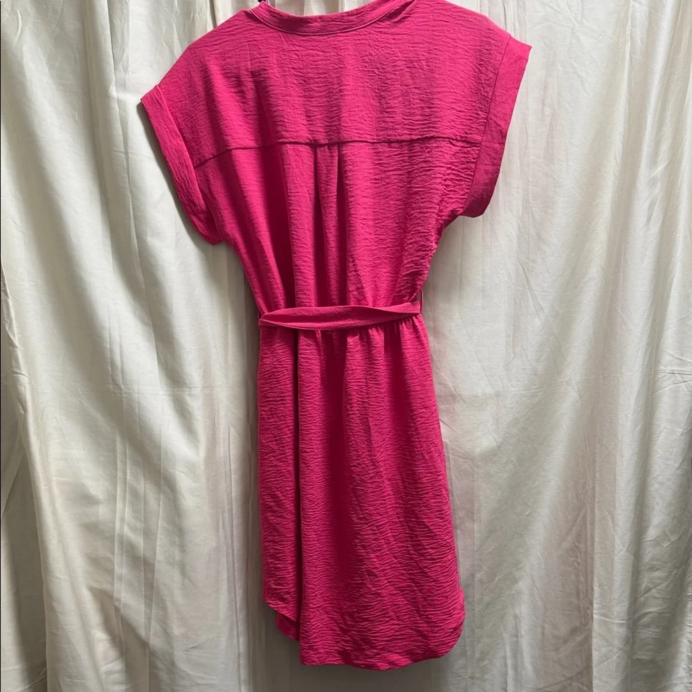 Elegant Pink Mini Dress with Belt - Picture 3 of 3